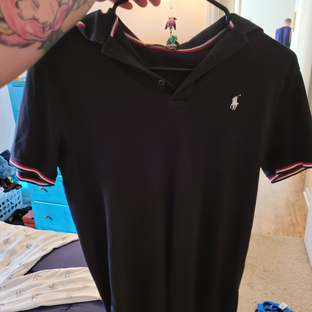 Black polo shirt